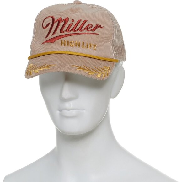Miller High Life Retro Tan Corduroy Rope Snapback Mesh Trucker Hat Cap Beer NWT - Picture 3 of 5